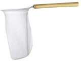 Cloth coffee strainer with handle.